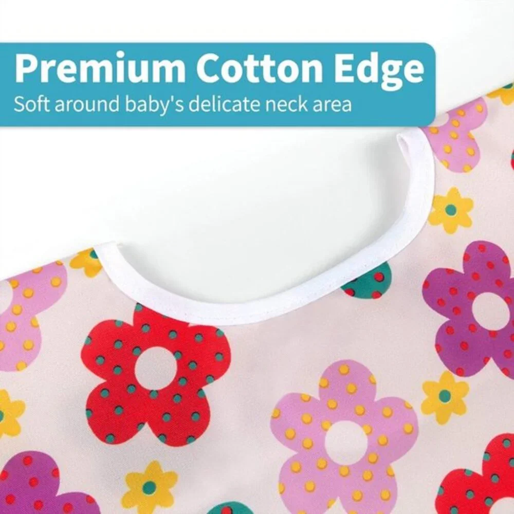 3 Pcs Long Sleeved Bib Set|Baby Waterproof Bibs‎ with Pocket Bundle|Toddler Bib